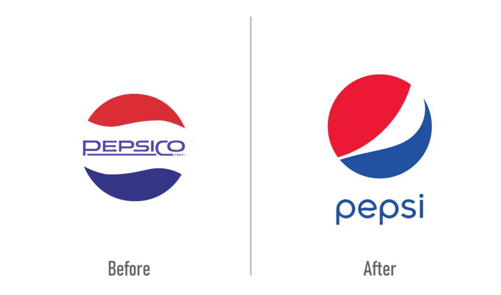Pepsi Logo Before and After Redesign