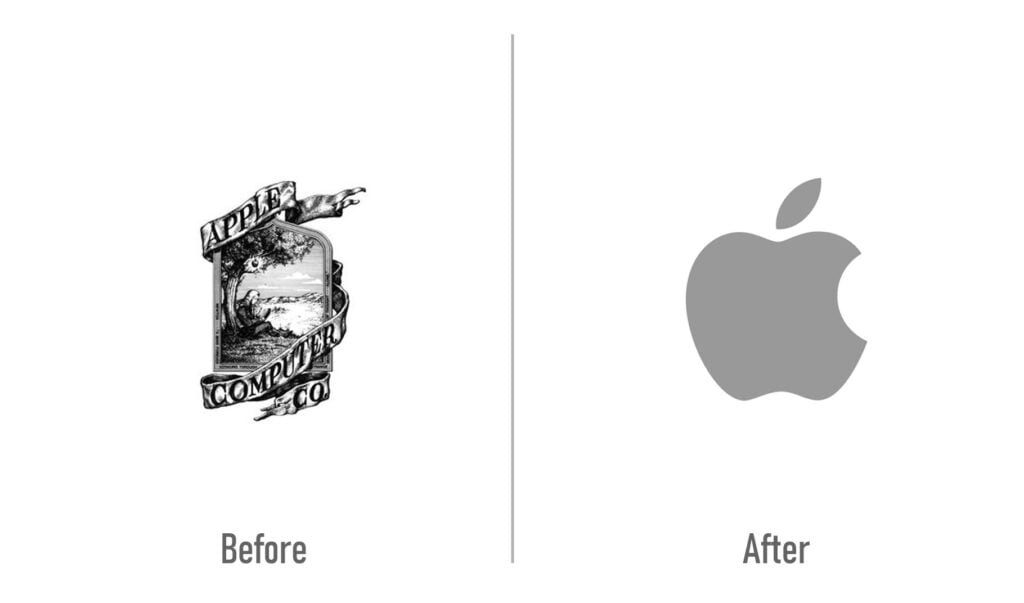Apple Logo Before and After Redesign