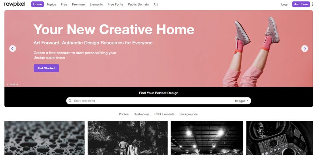 Rawpixel.com home page