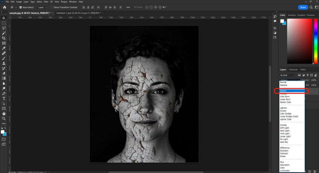 Cracked skin effect in Photoshop