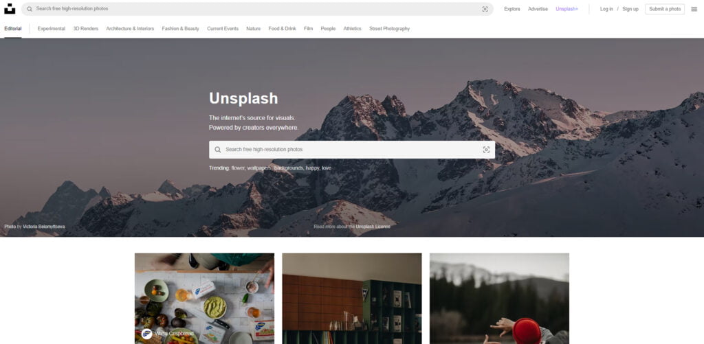 Unsplash home page