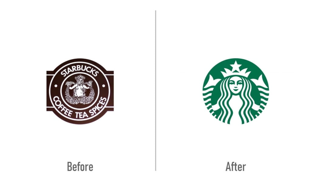 Starbucks Logo Before and After Redesign